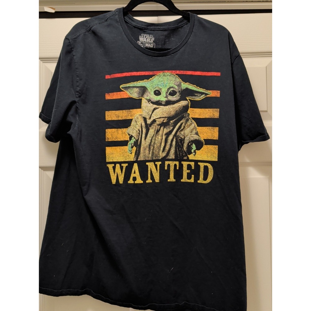 Star Wars Mens Mandalorian Baby Yoda Grogu Wanted Poster Tee Shirt New 2XL